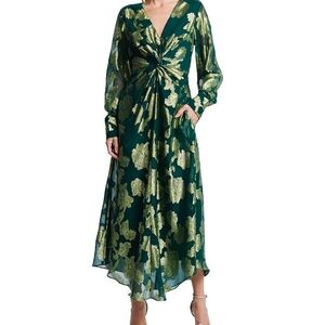 Ciebon Green and Gold dress Sz XS NWT